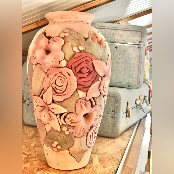 Alpine, Texas Artist John Davis Floral Vintage Tall Vase - Picture 6 of 15